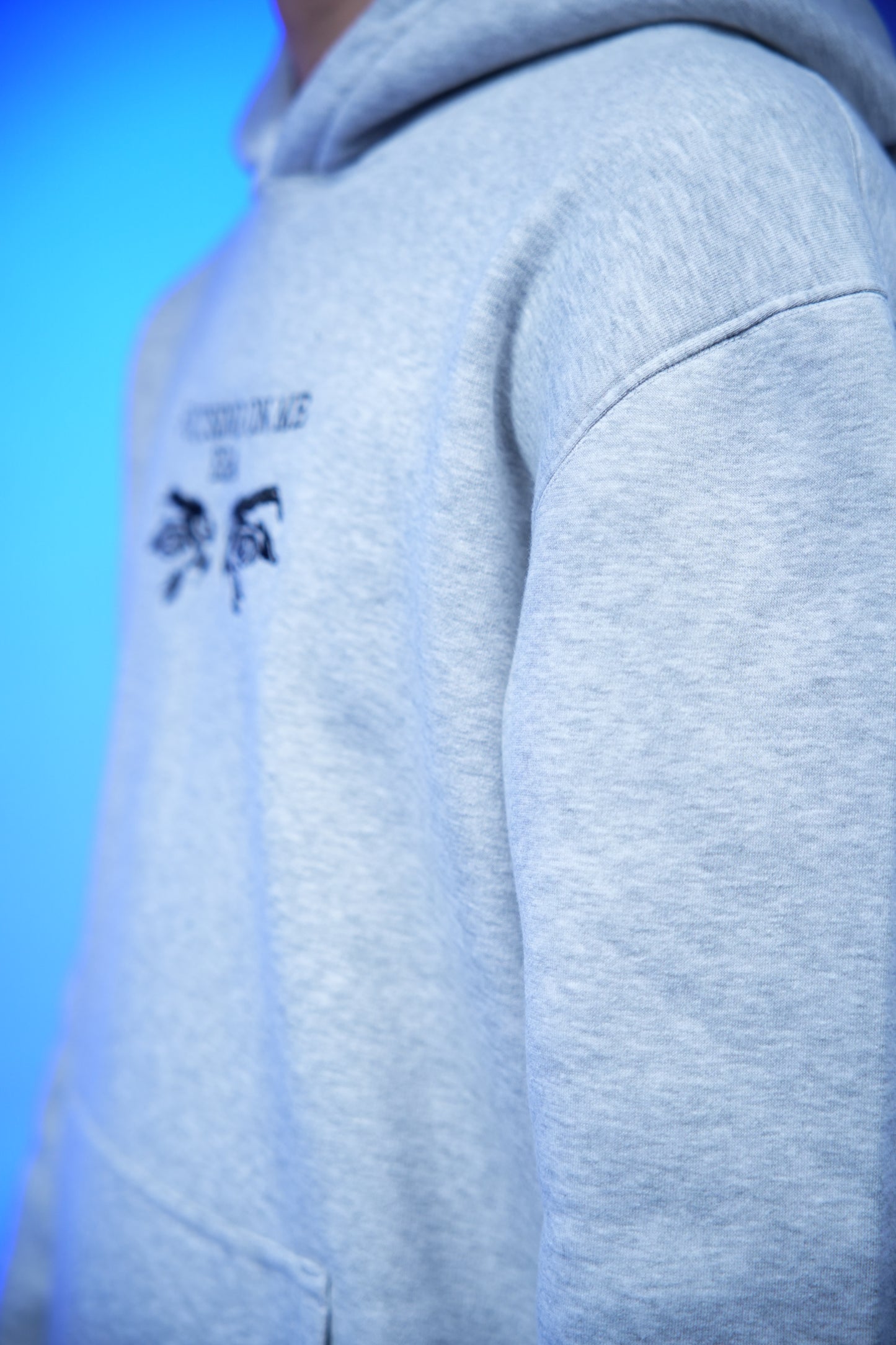 “FOCUSING ON ME ERA” Embroidery Oversized Hoodie Light Gray - Denjoe