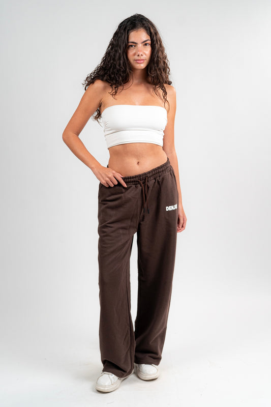 Brown Sweatpants Unisex Loose Fit
