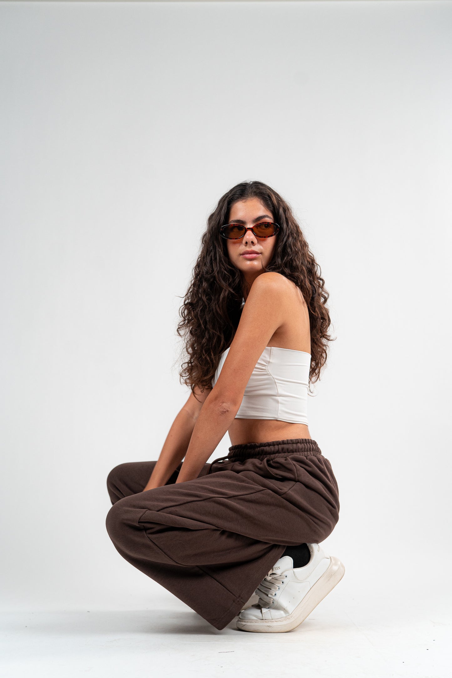 Brown Sweatpants Unisex Loose Fit