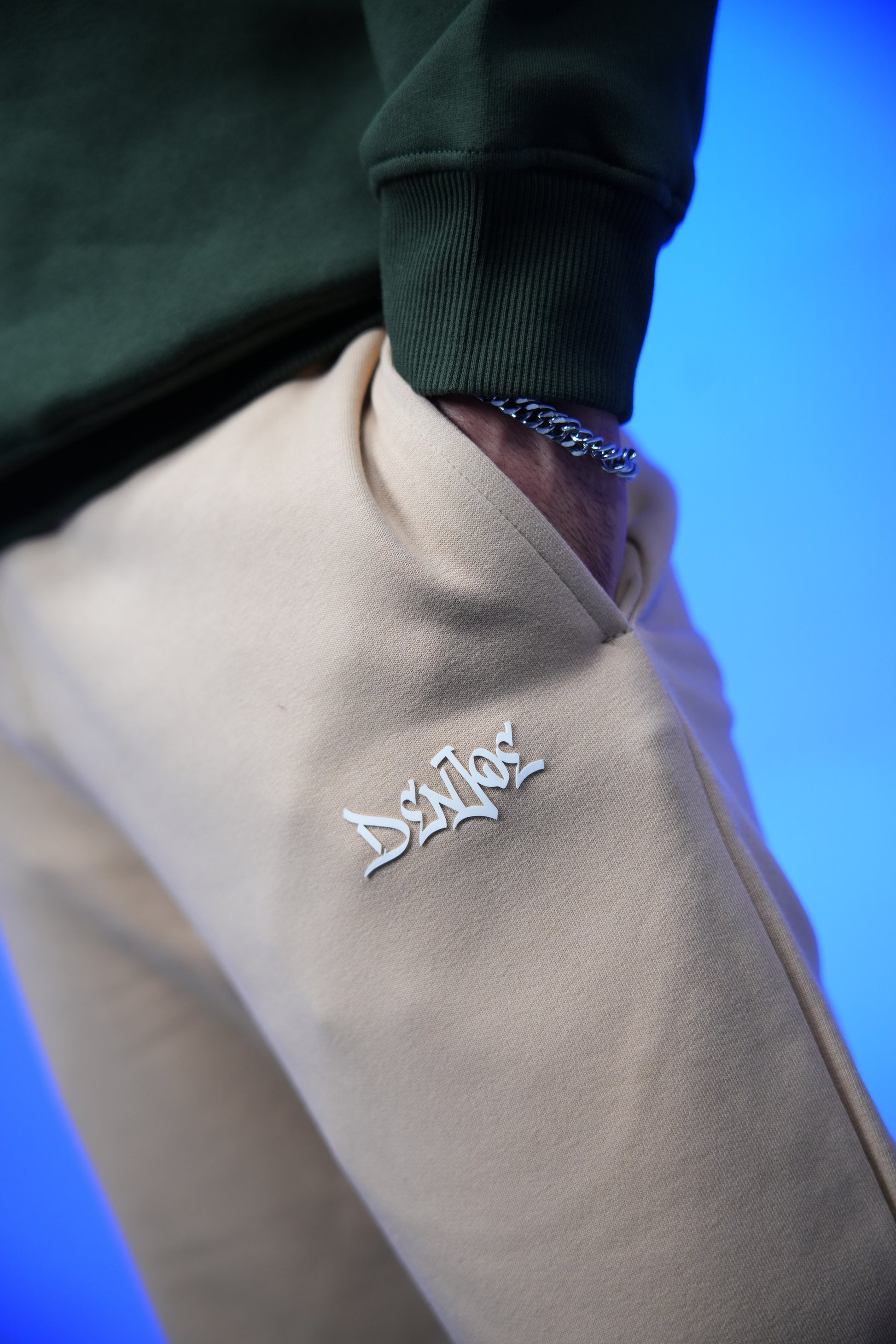 Unisex Plain Sweatpants Beige - Denjoe