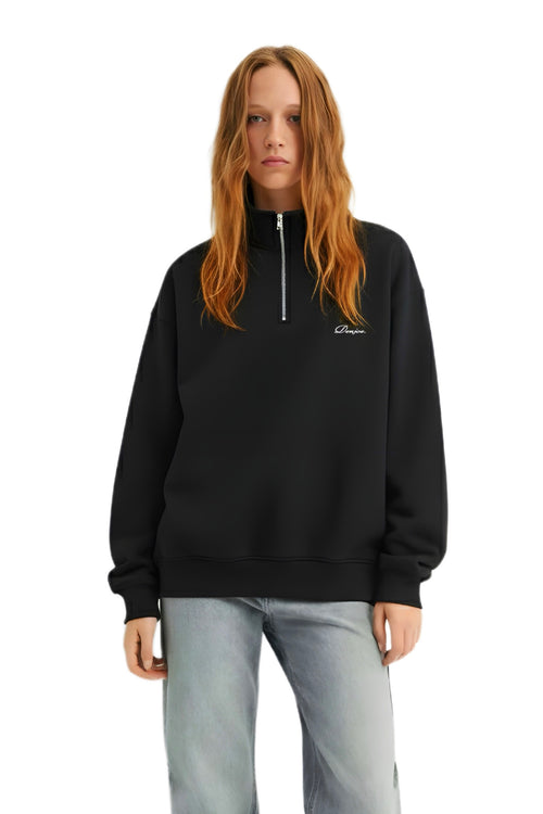 Black Quarter-zip Boxy Fit Unisex