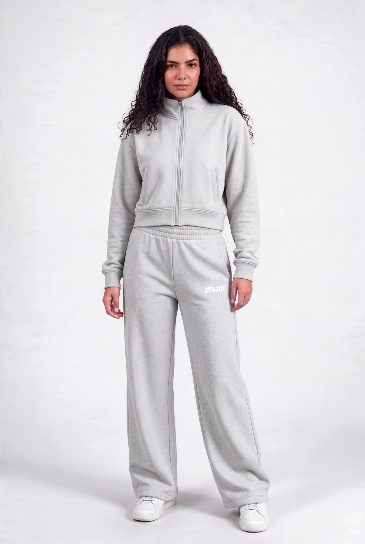 Light Grey Full-Zip Cropped Track Jacket (Female)