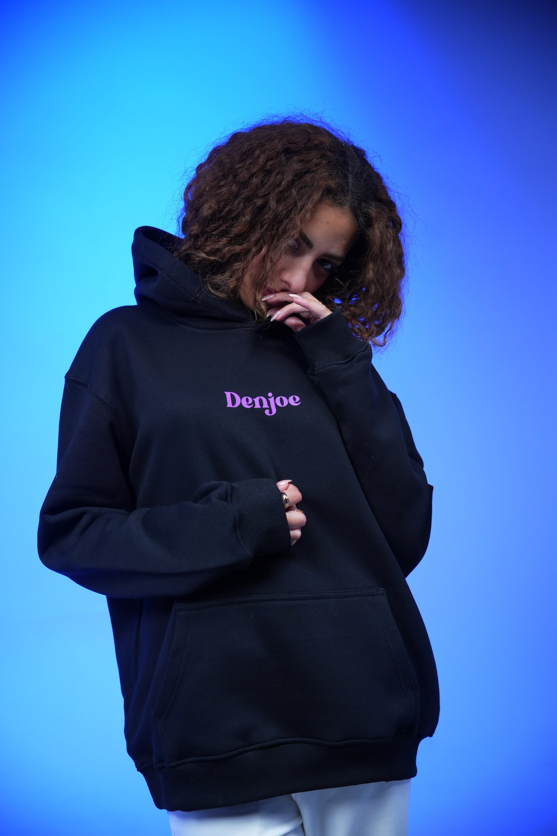 “Let your spirit fly” Printed Oversized Hoodie Black - Denjoe