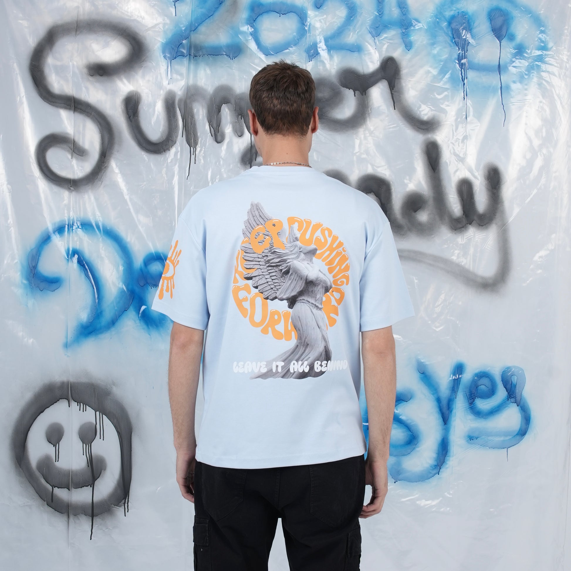 “Keep pushing Forword” Printed Oversized Tee - Denjoe