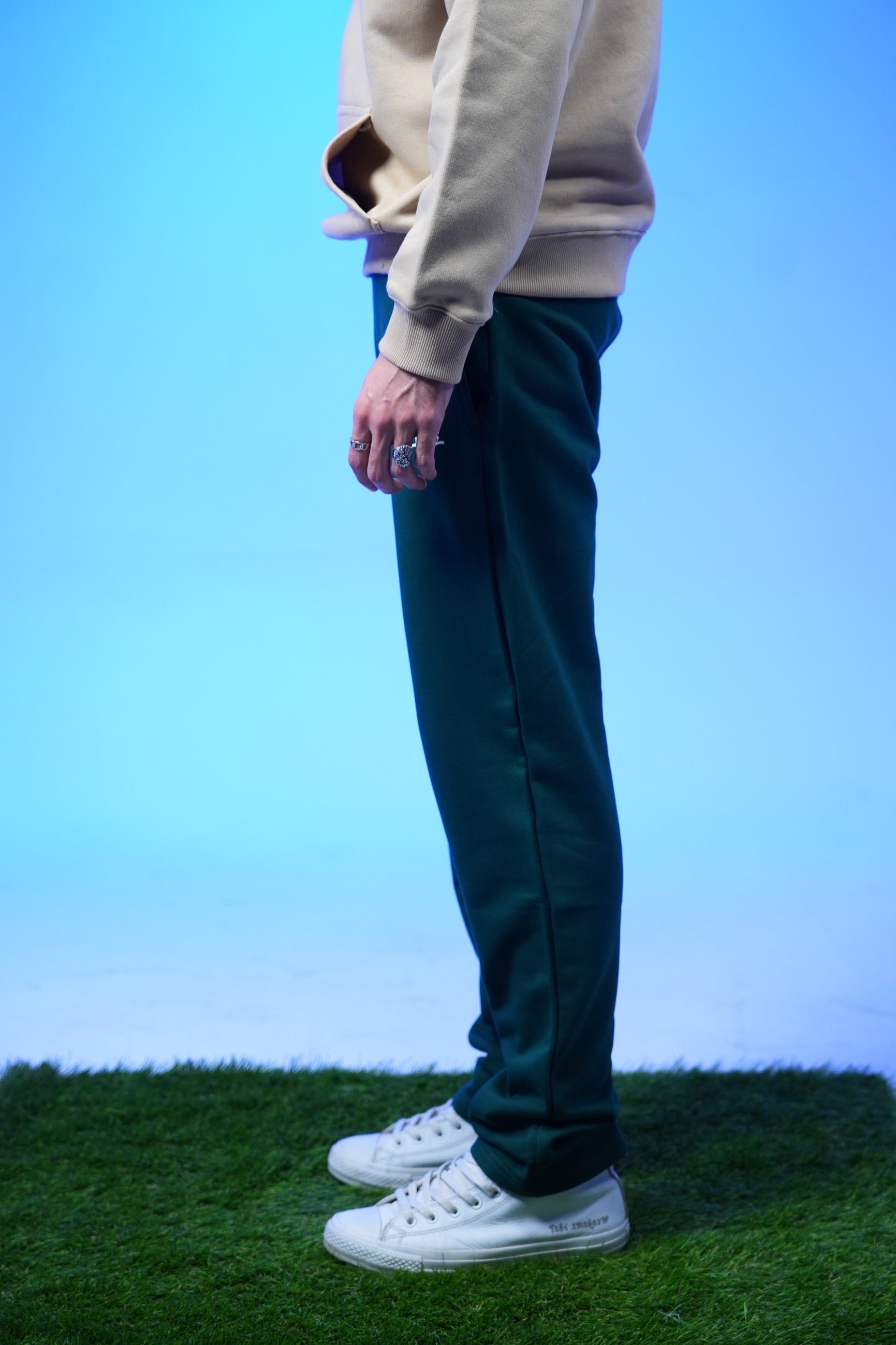 Unisex Plain Sweatpants Dark Green - Denjoe