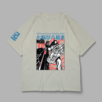 “fall seven times, stand up eight” Printed Oversized Tee - Denjoe