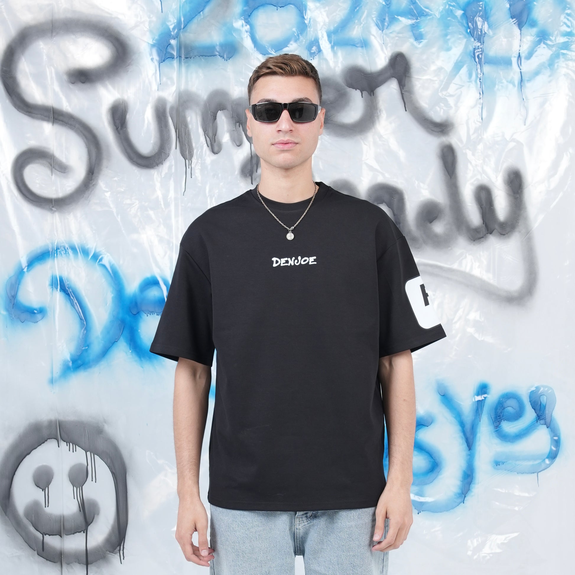 “BYE WITHOUT SALAM” Printed Oversized Tee - Denjoe