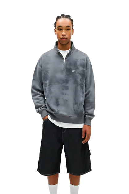 Metal Grey Tie Dye Quarter-zip Boxy Fit Unisex