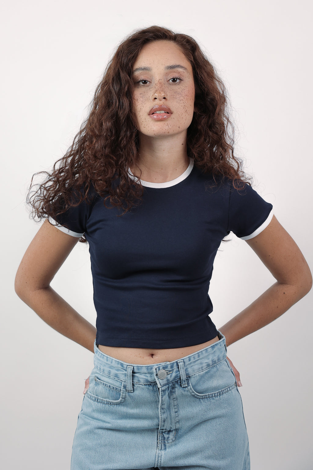 Cool Contrast Baby Tee - Navy