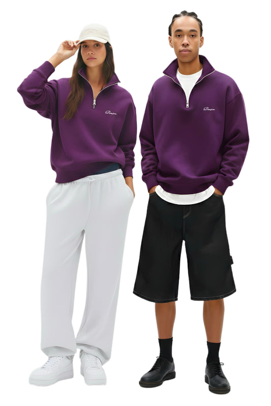 Dark Purple Quarter-zip Boxy Fit Unisex
