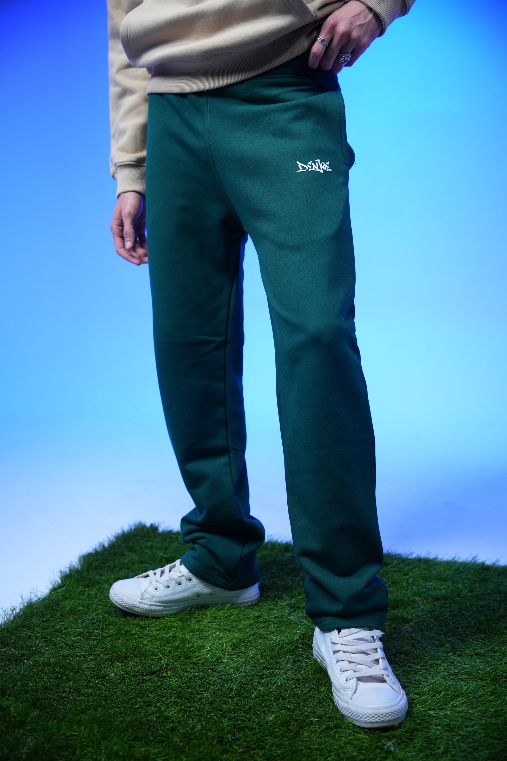 Unisex Plain Sweatpants Dark Green - Denjoe