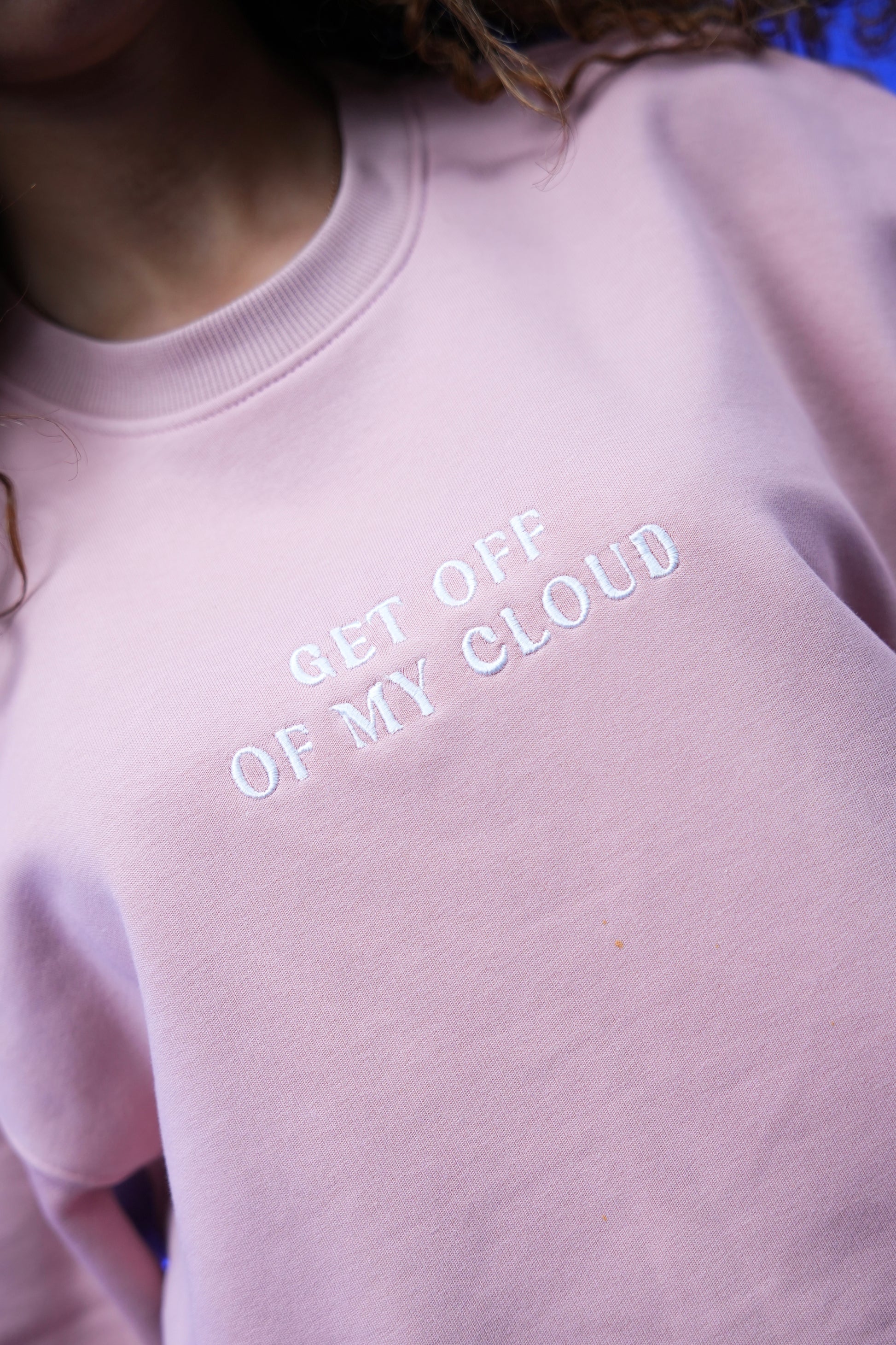 “Get Off my Cloud” Embroidery Oversized Crewneck Sweatshirt - Denjoe