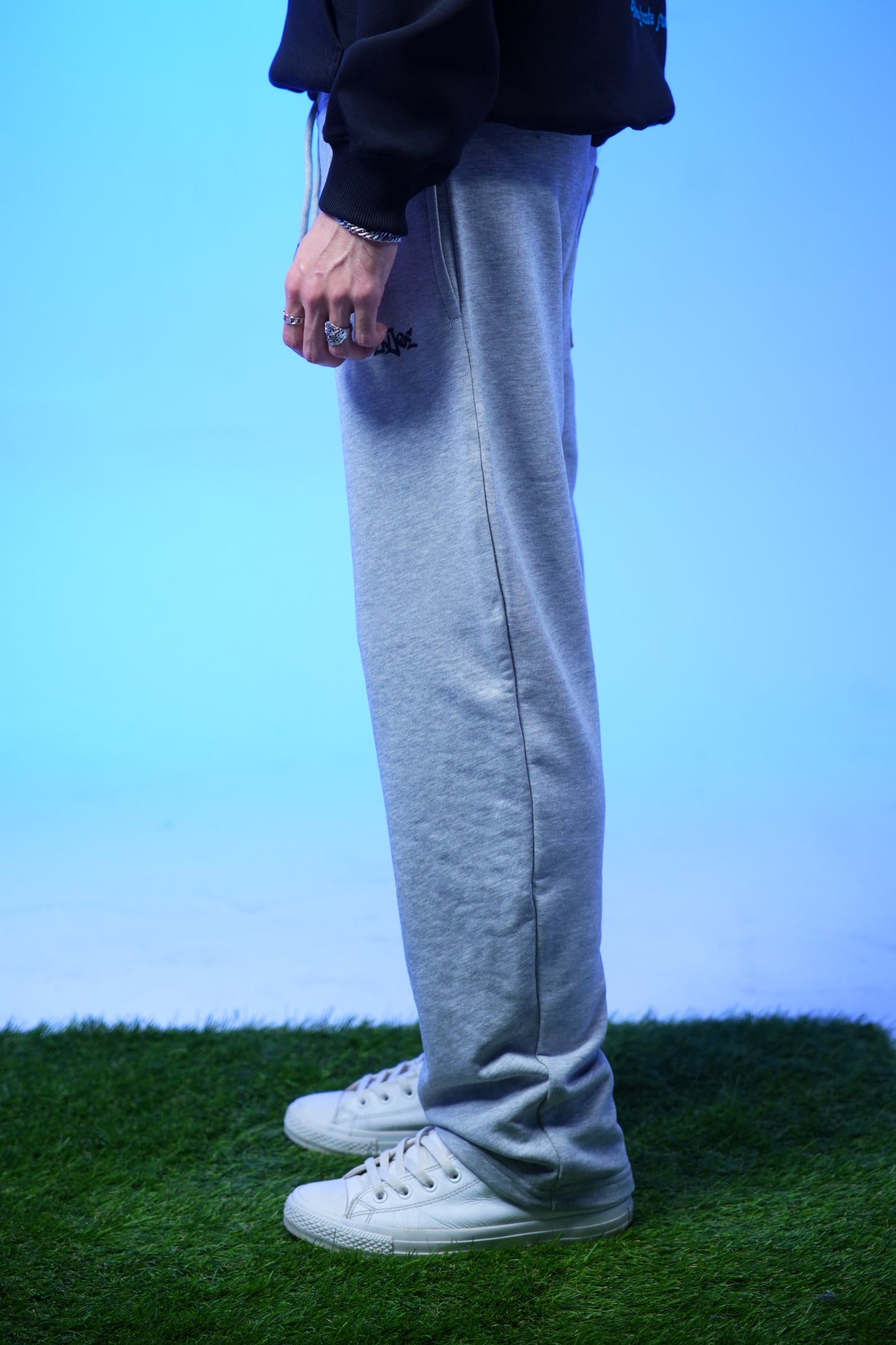Unisex Plain Sweatpants Light Gray - Denjoe
