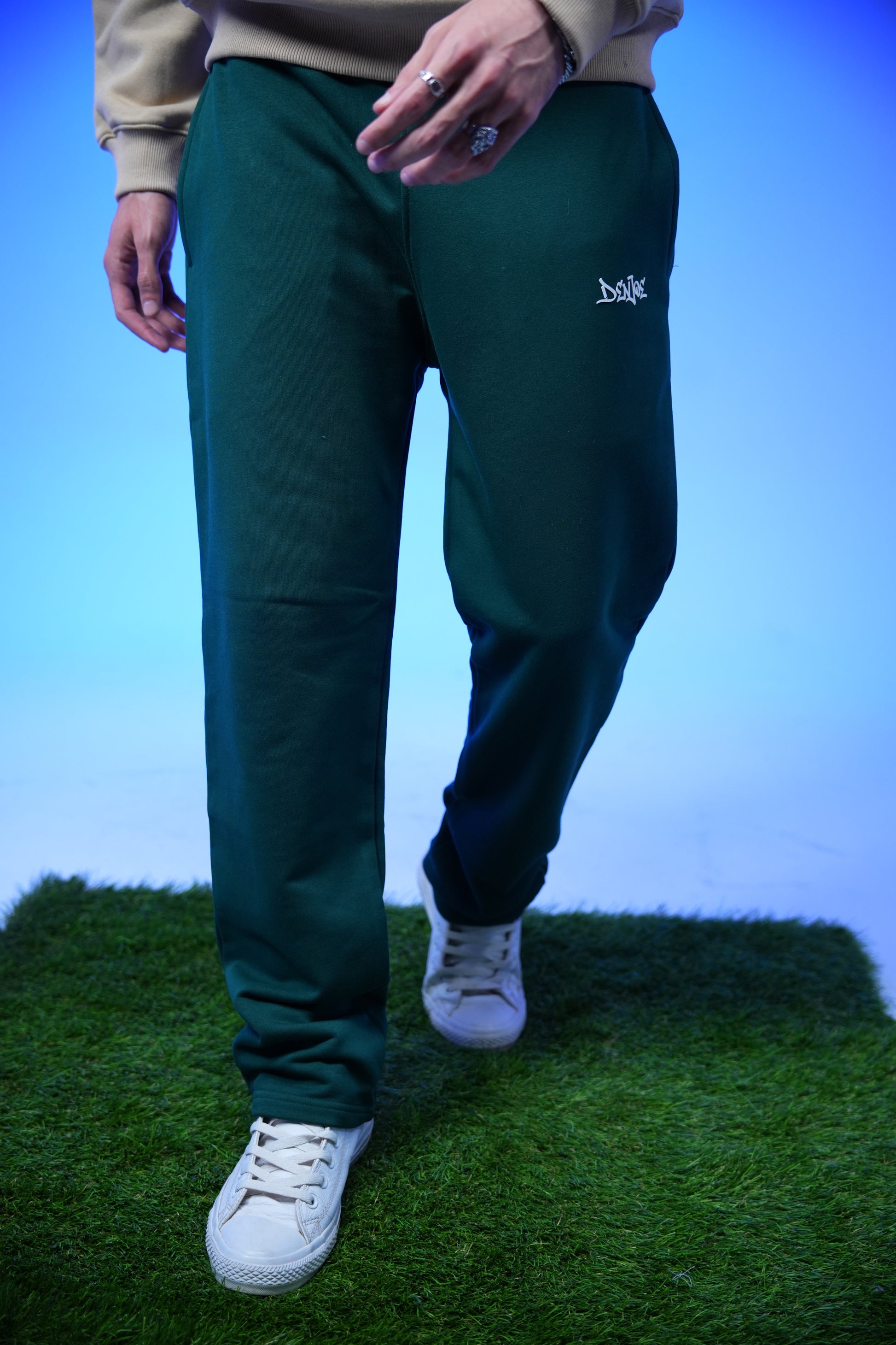 Unisex Plain Sweatpants Dark Green - Denjoe
