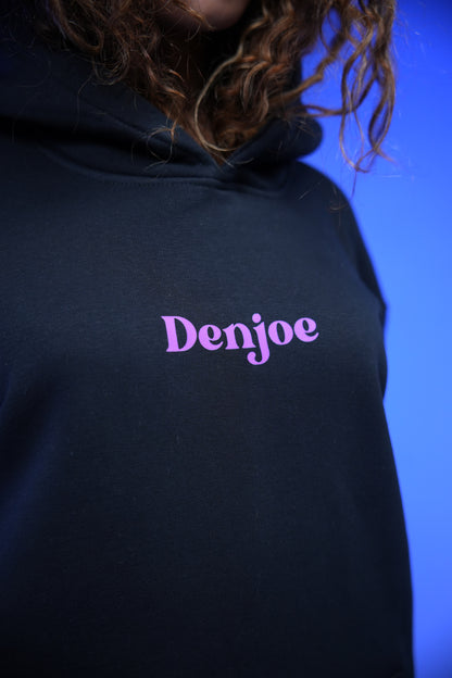 “Let your spirit fly” Printed Oversized Hoodie Black - Denjoe