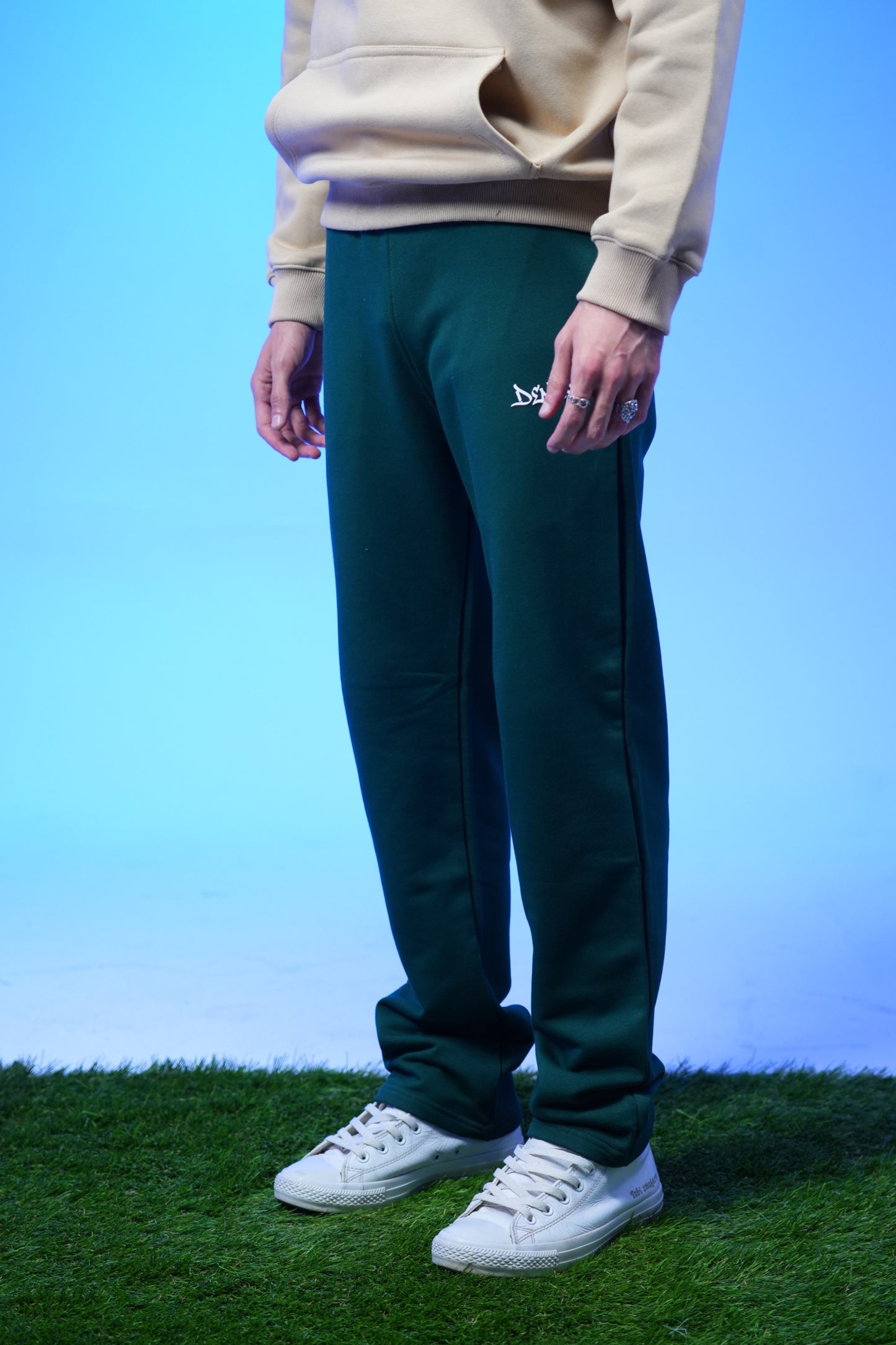 Unisex Plain Sweatpants Dark Green - Denjoe