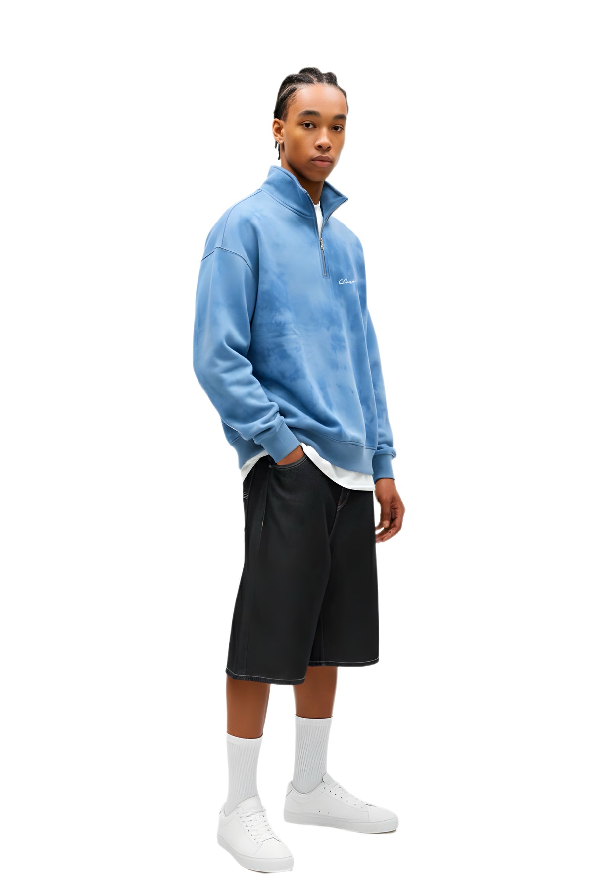 Blue Tie Dye Quarter-zip Boxy Fit Unisex