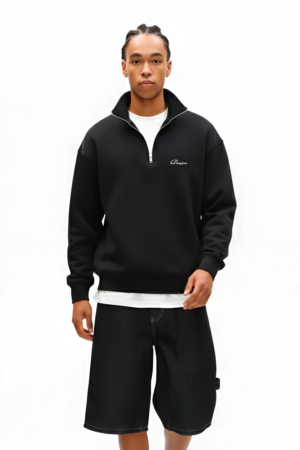 Black Quarter-zip Boxy Fit Unisex