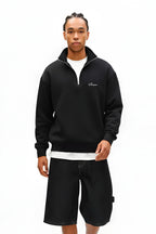 Black Quarter-zip Boxy Fit Unisex