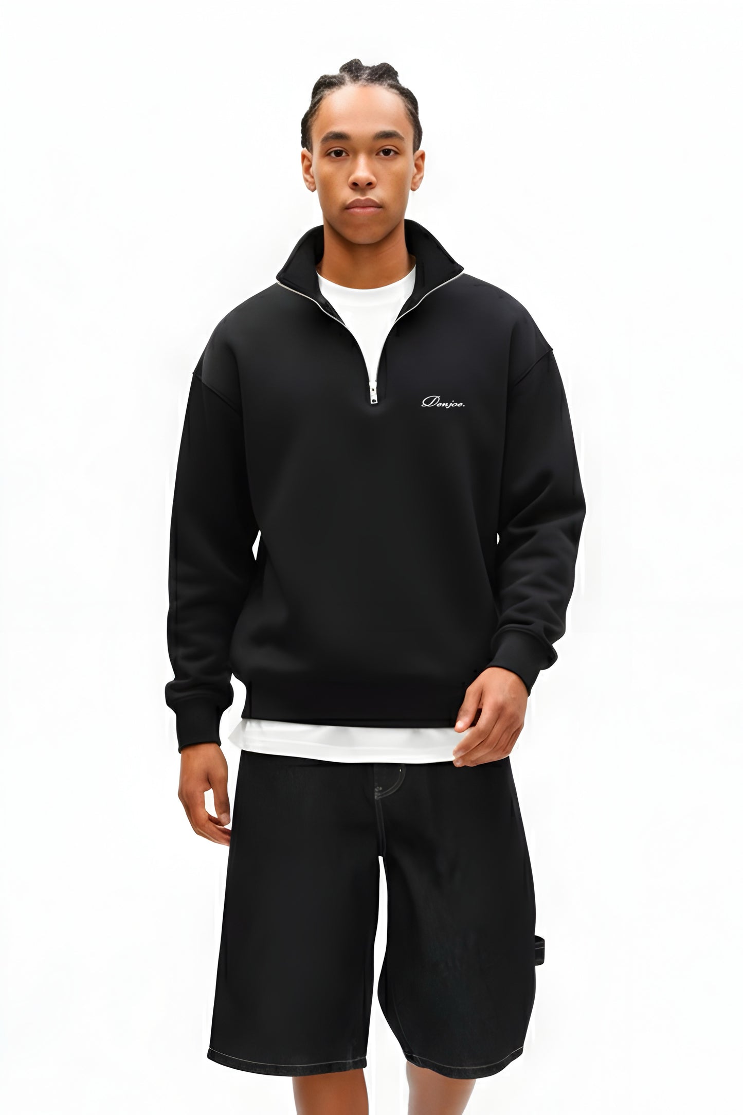 Black Quarter-zip Boxy Fit Unisex