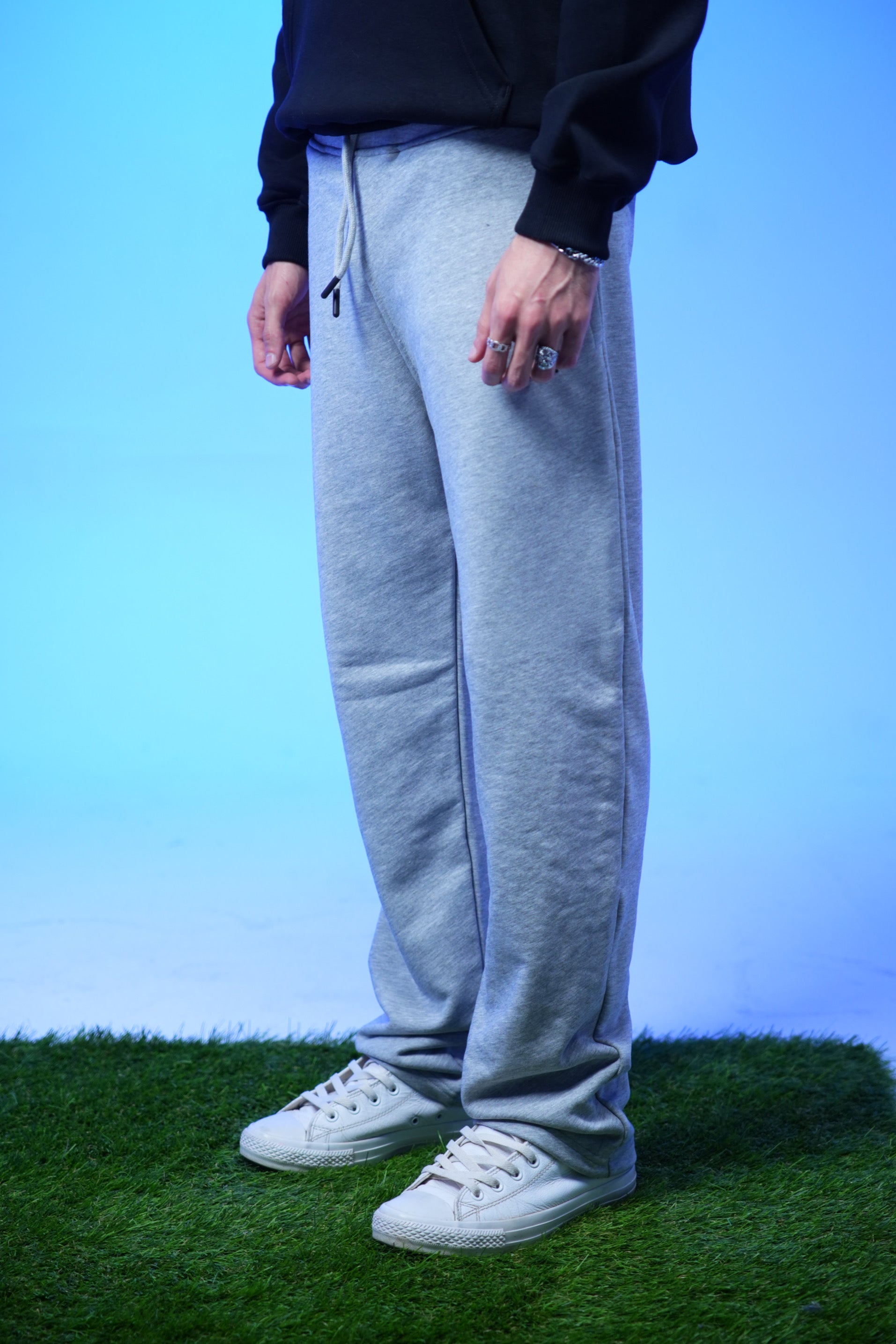 Unisex Plain Sweatpants Light Gray - Denjoe