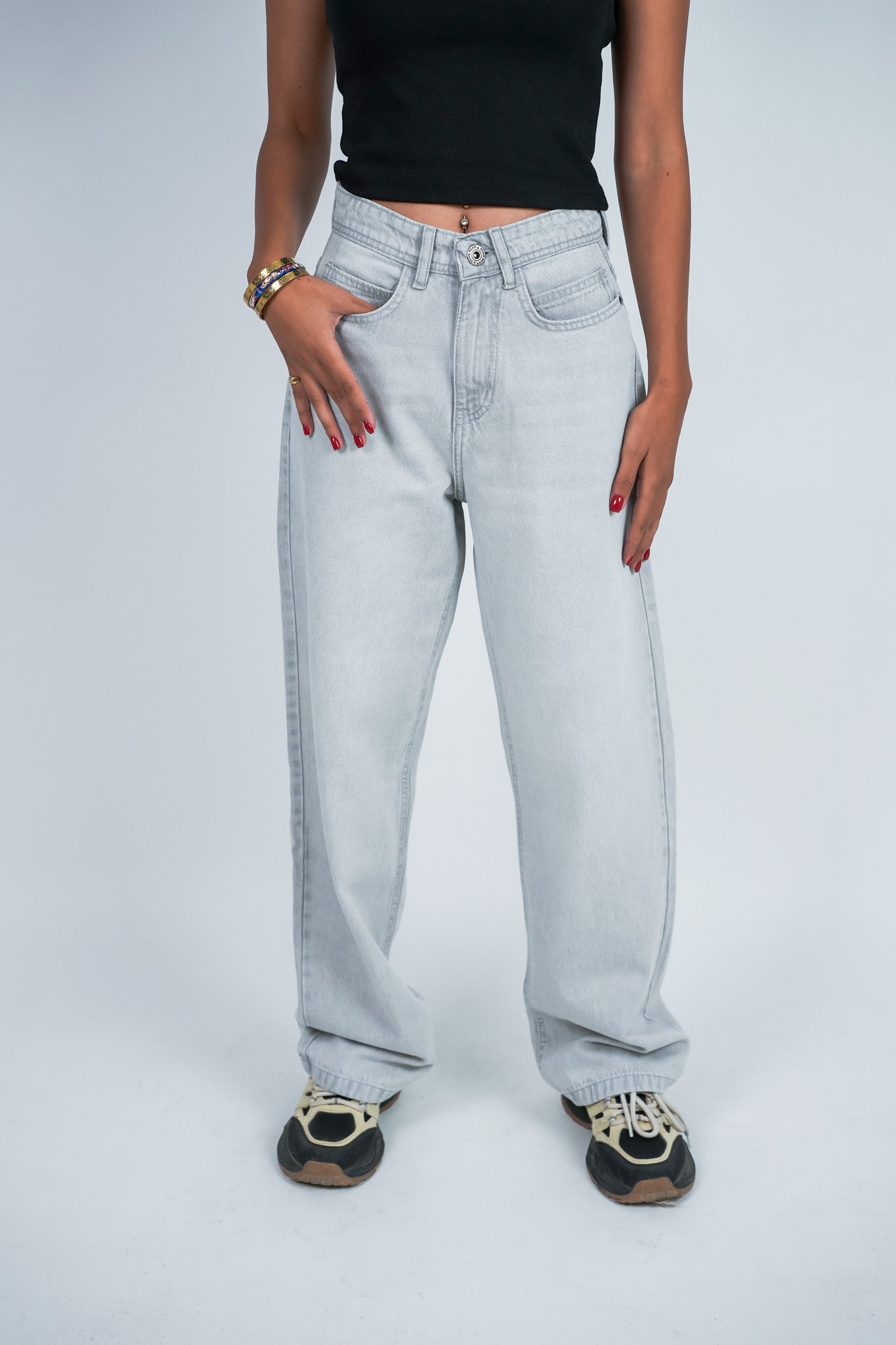 Relaxed Jeans Regular Waist - Light Grey