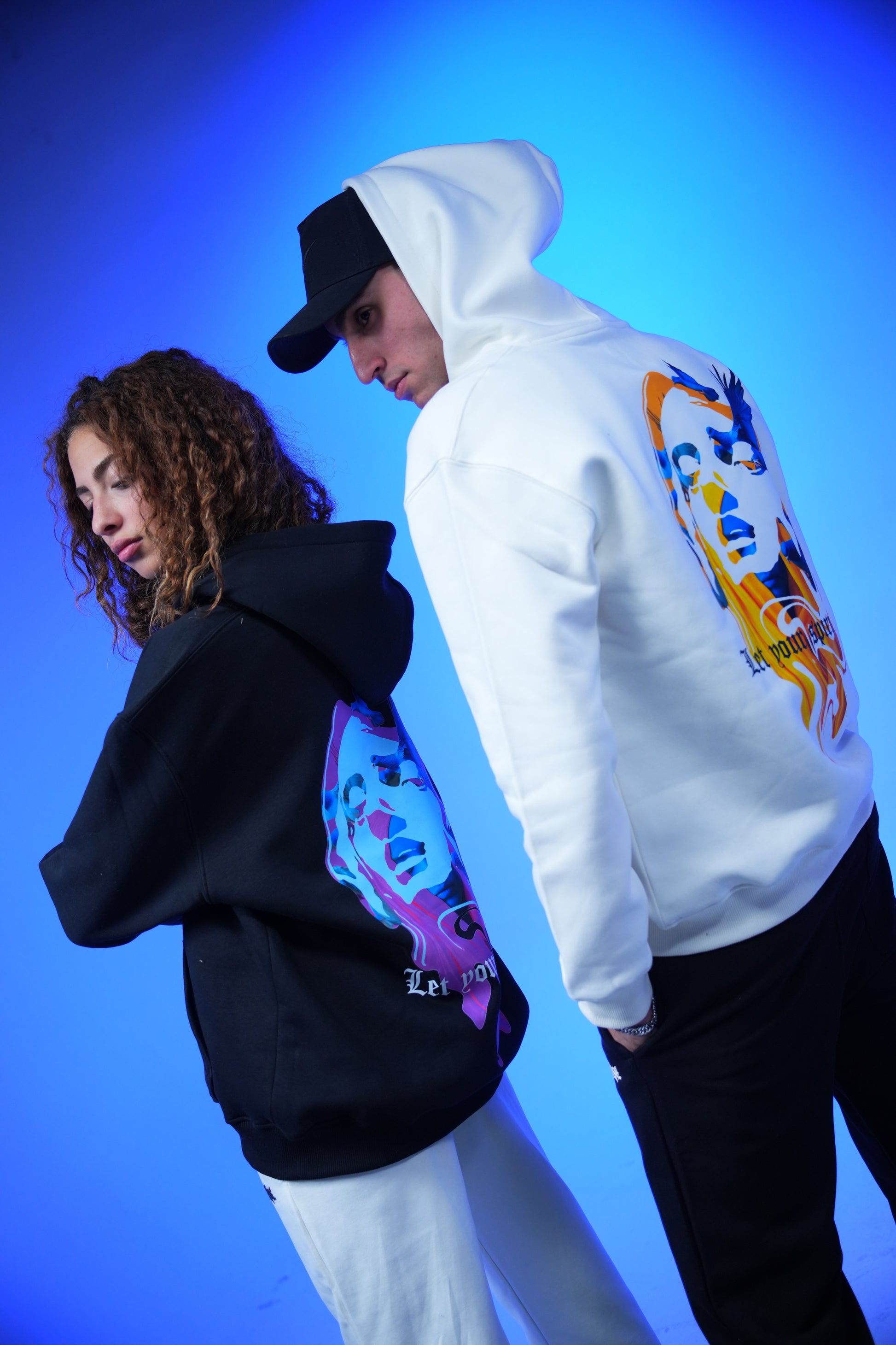 “Let your spirit fly” Printed Oversized Hoodie Black - Denjoe