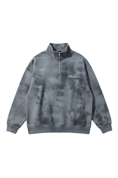 Metal Grey Tie Dye Quarter-zip Boxy Fit Unisex