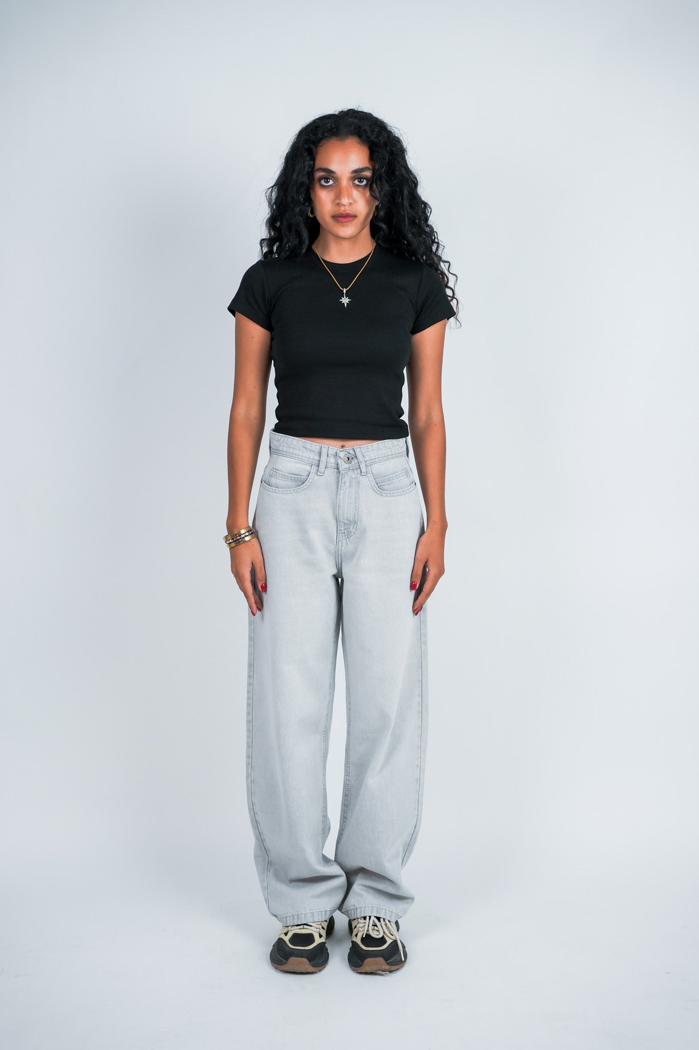 Relaxed Jeans Regular Waist - Light Grey