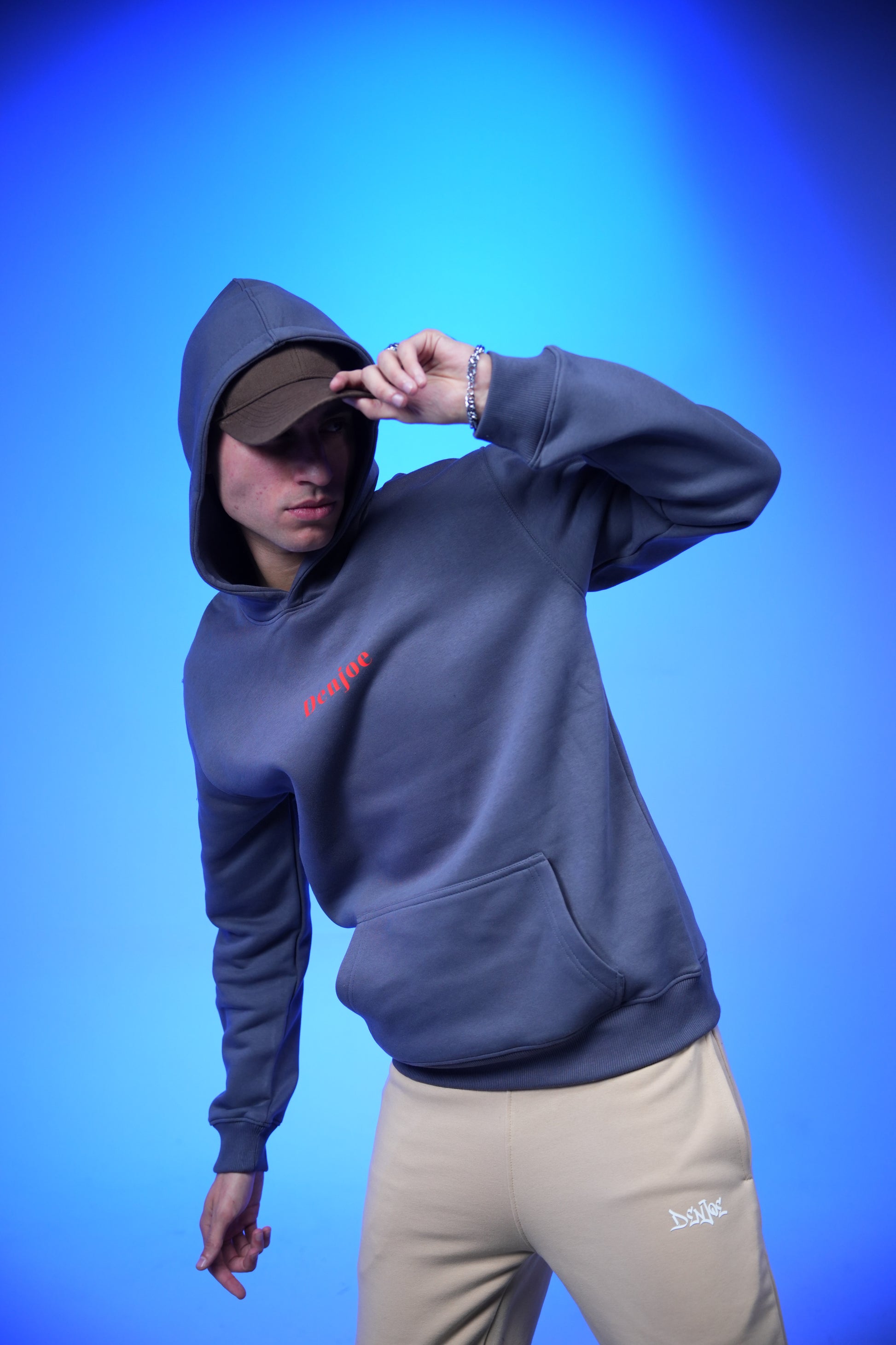 “Skull” Printed Oversized Hoodie Metal Gray - Denjoe