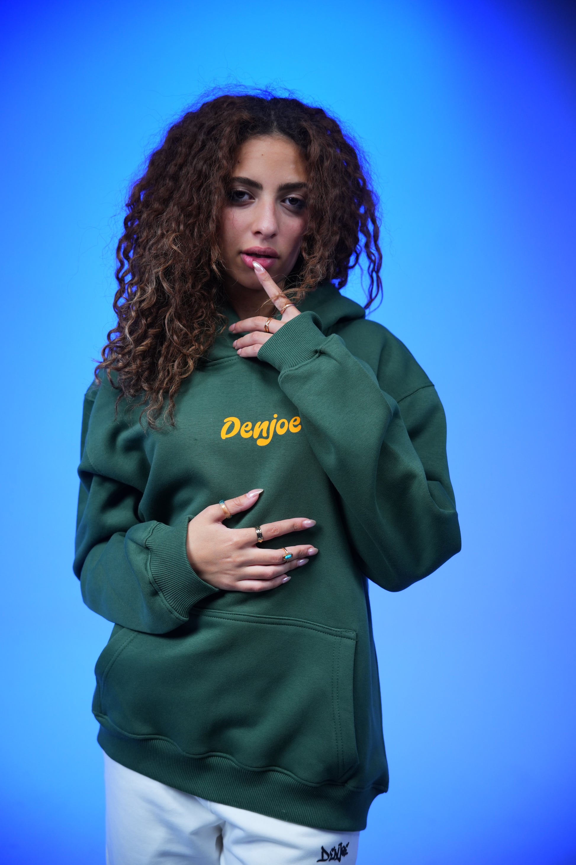 “What don’t monsters eat clowns Because they taste funny” Printed Oversized Hoodie Dark Green - Denjoe