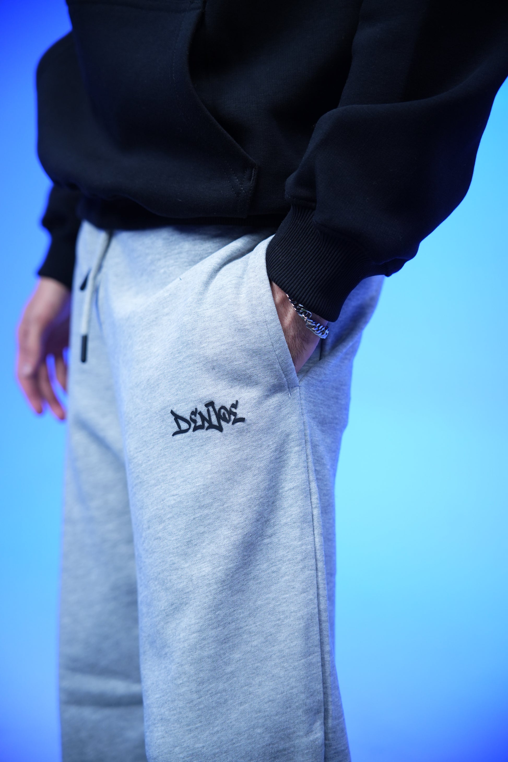 Unisex Plain Sweatpants Light Gray - Denjoe