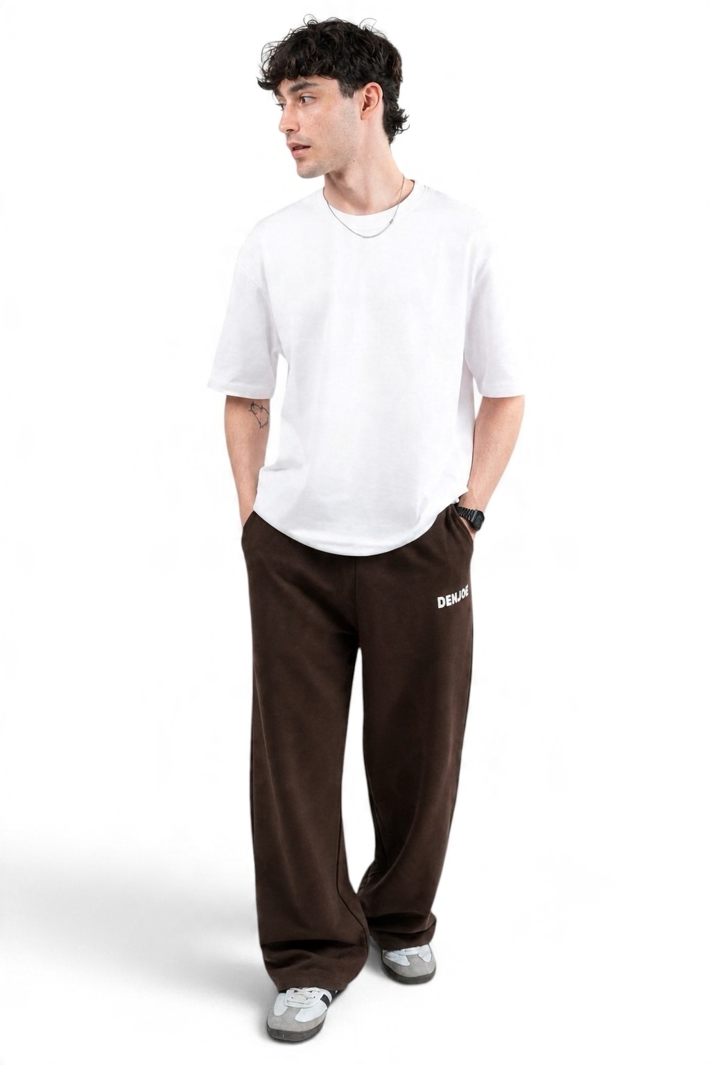 Brown Sweatpants with pocket Unisex Loose Fit