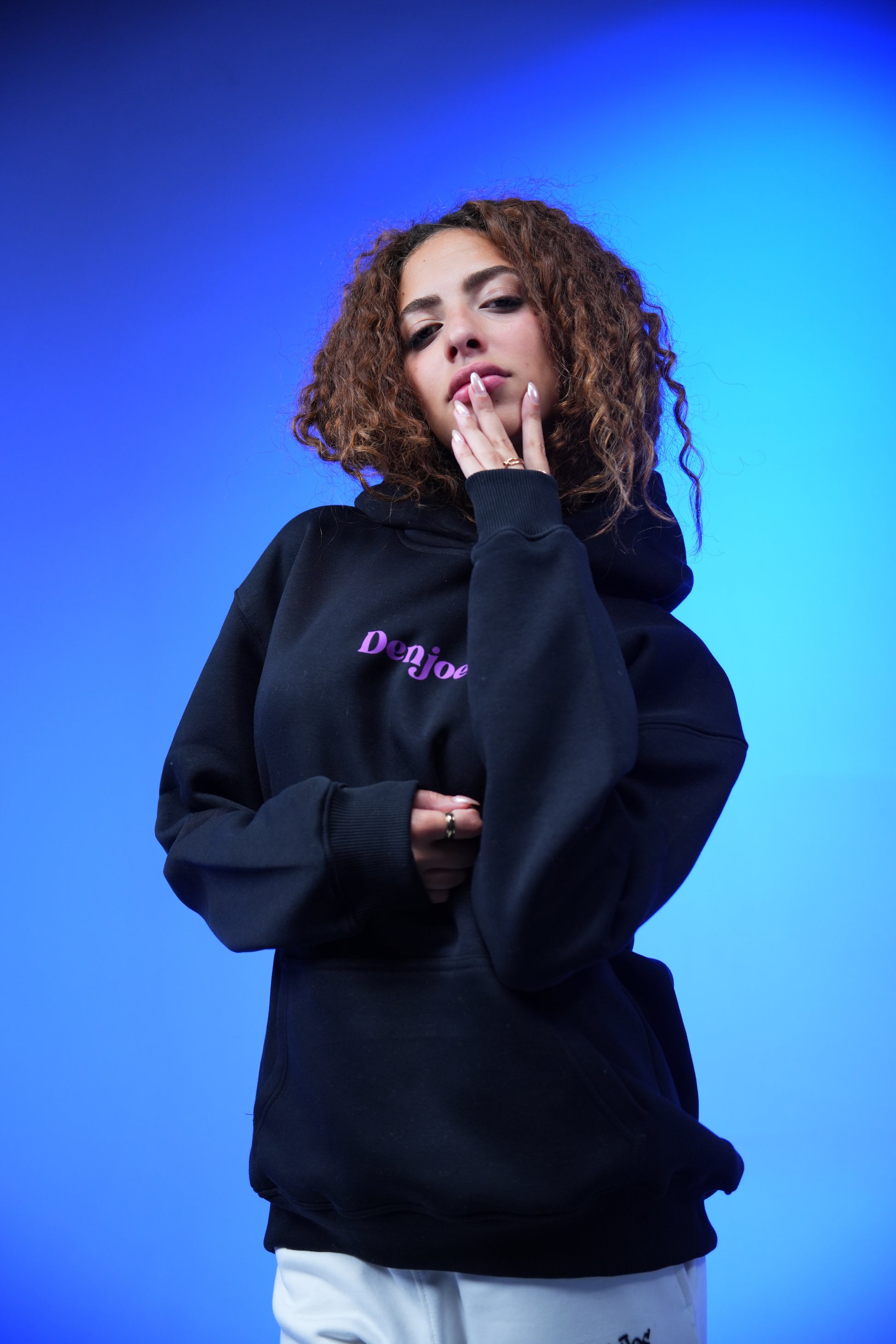 “Let your spirit fly” Printed Oversized Hoodie Black - Denjoe