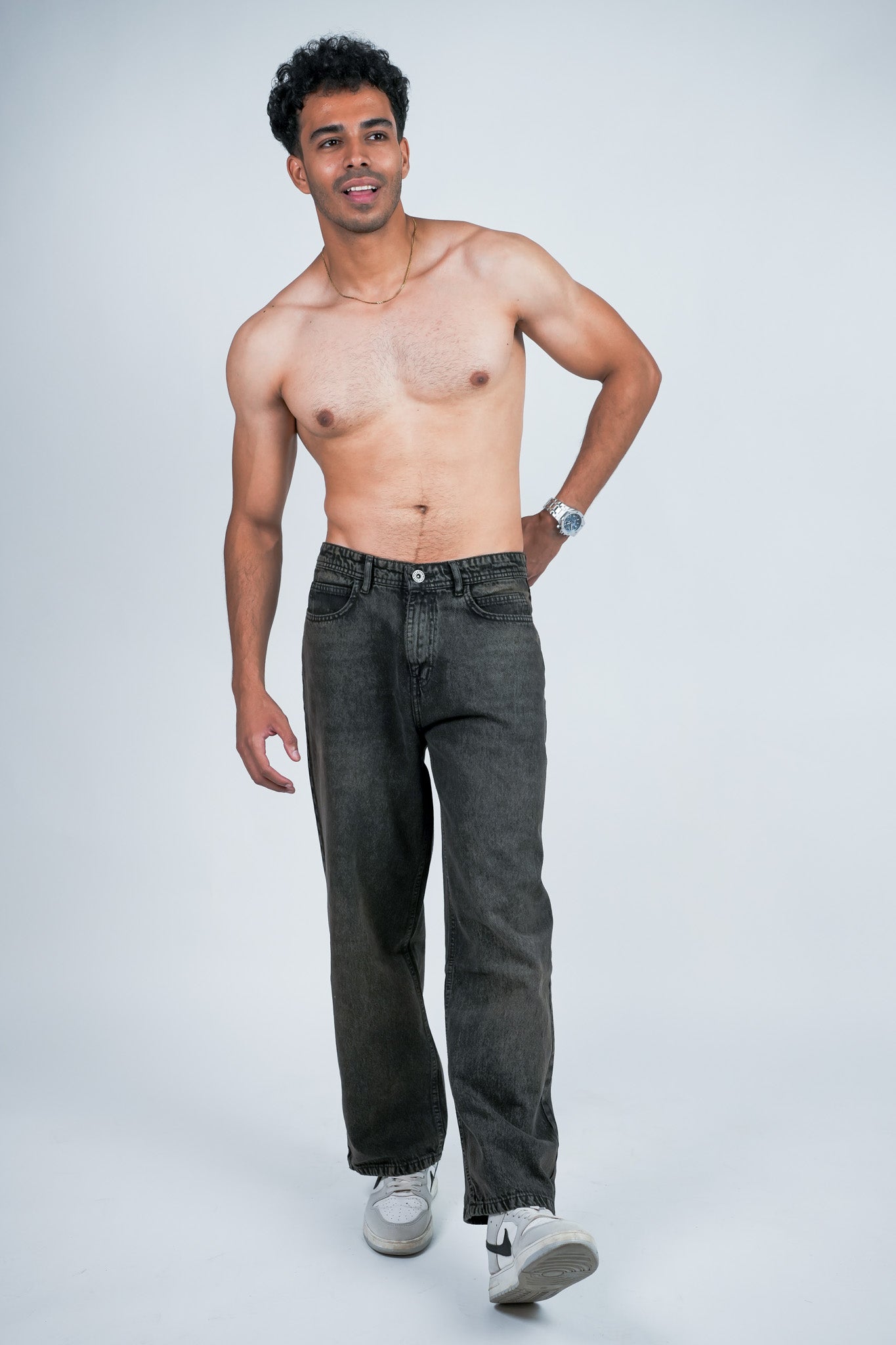 Relaxed Jeans Regular Waist - Washed Brown