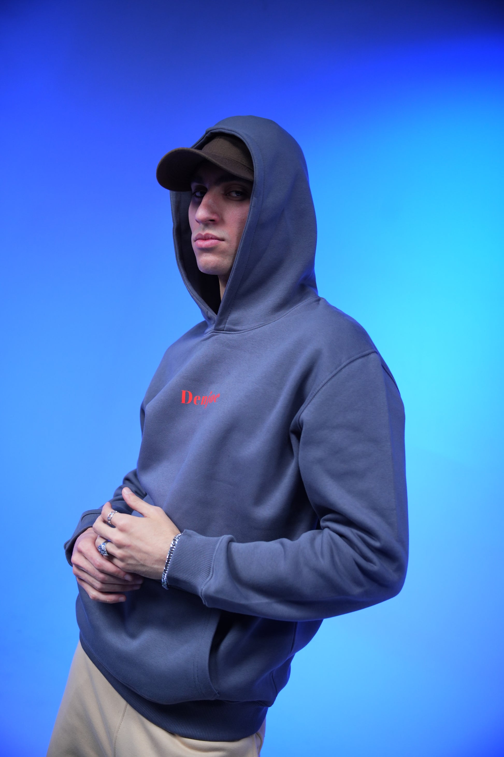 “Skull” Printed Oversized Hoodie Metal Gray - Denjoe