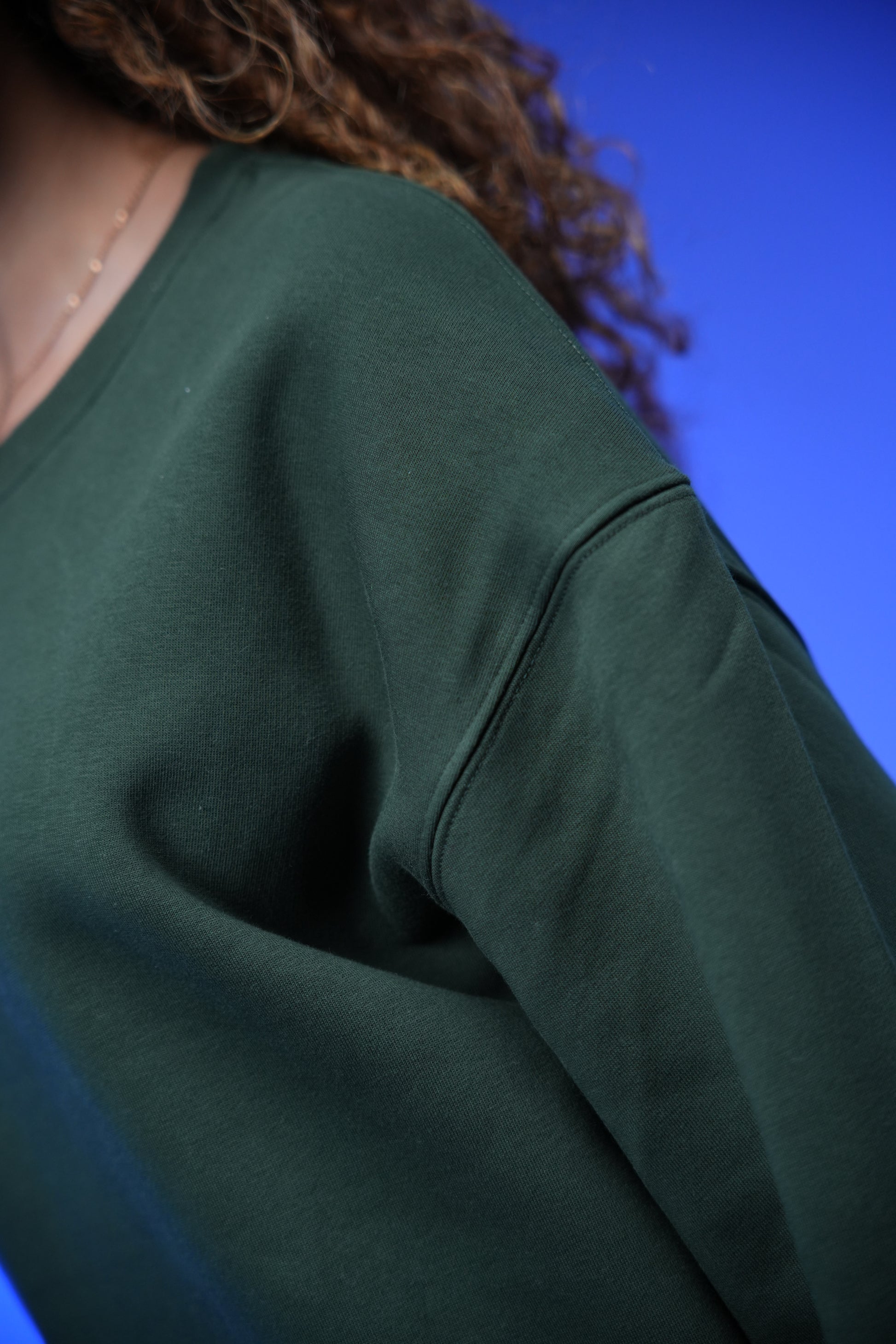 “ONLY” Embroidery Oversized Crewneck Sweatshirt Drak Green - Denjoe