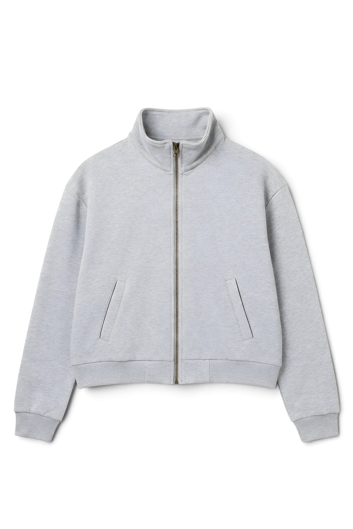 Light Grey Full-Zip Cropped Track Jacket (Female)