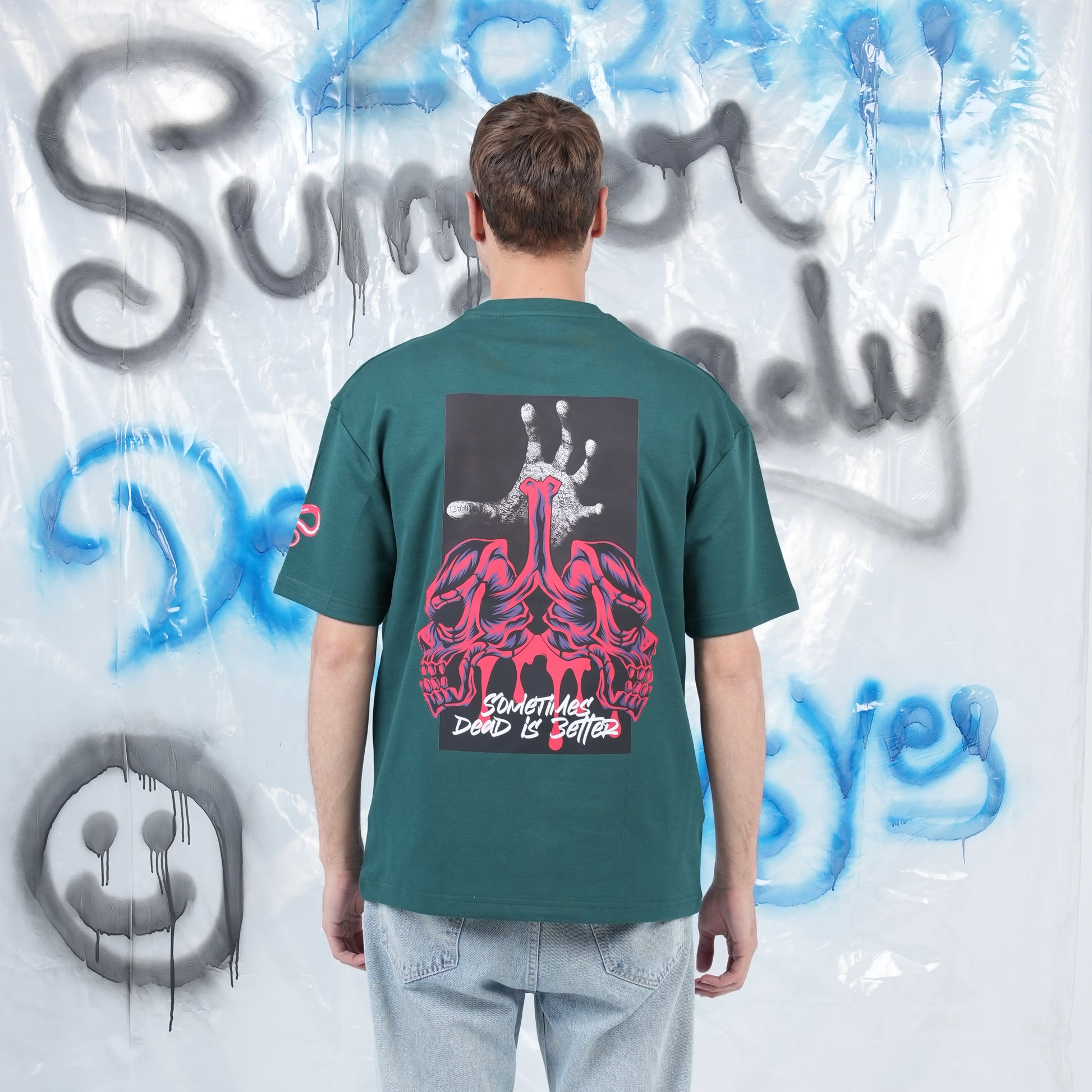 “Sometimes Dead is Better” Printed Oversized Tee - Denjoe