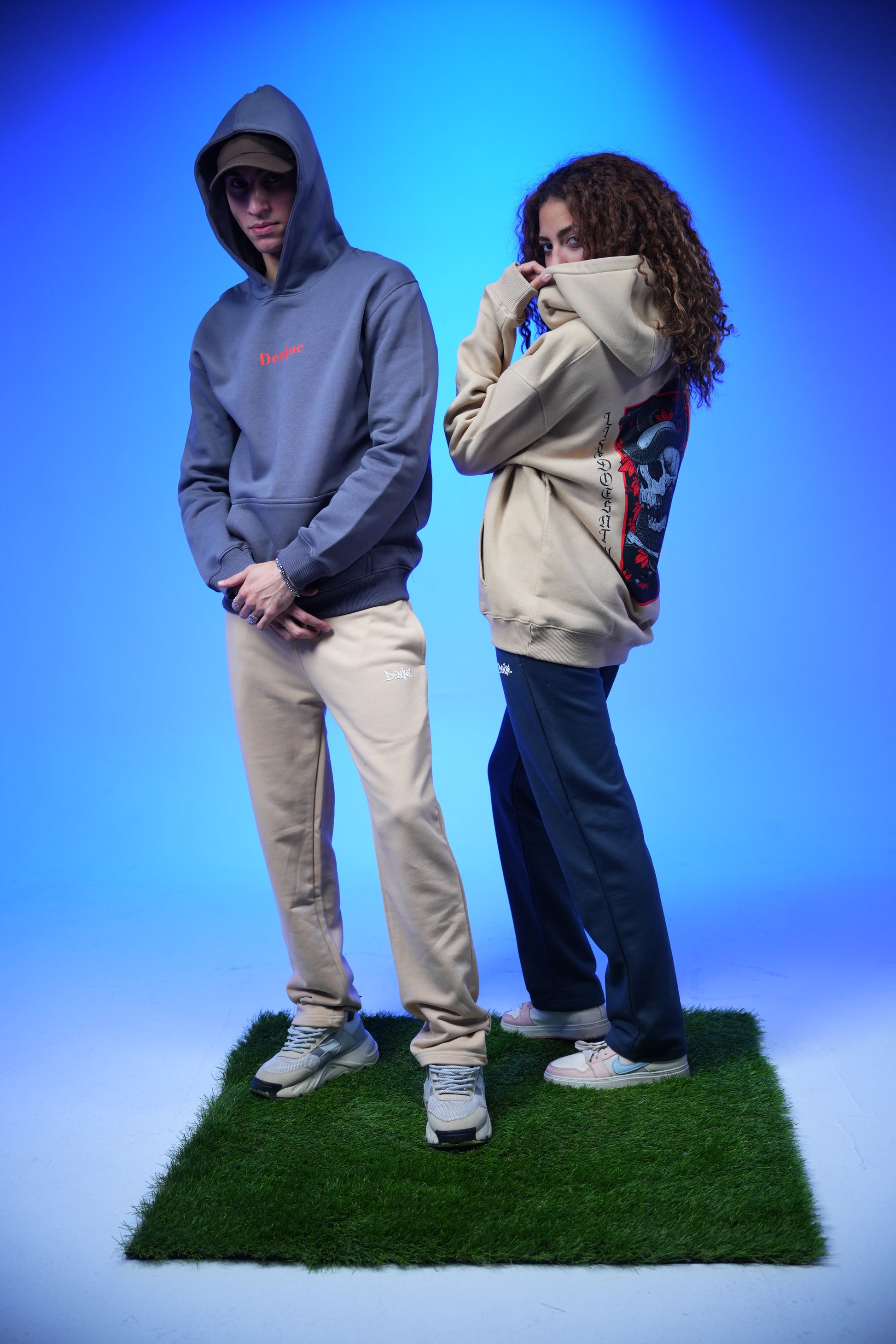“Skull” Printed Oversized Hoodie Metal Gray - Denjoe