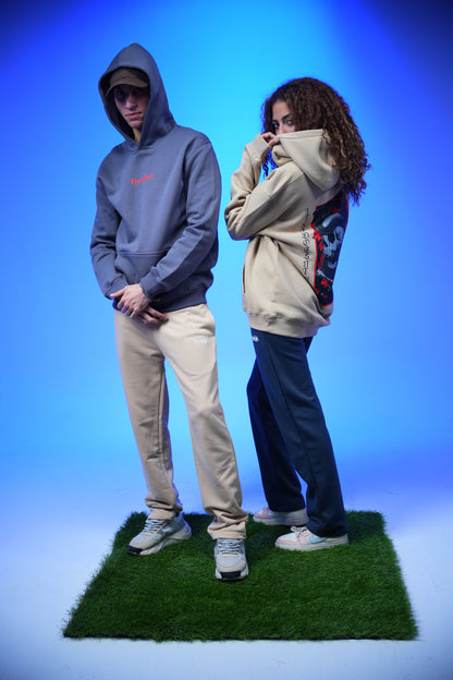 “Skull” Printed Oversized Hoodie Metal Gray - Denjoe