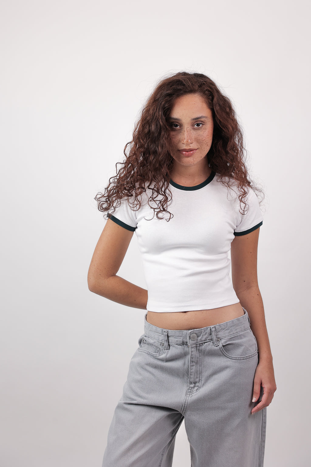 Cool Contrast Baby Tee - White
