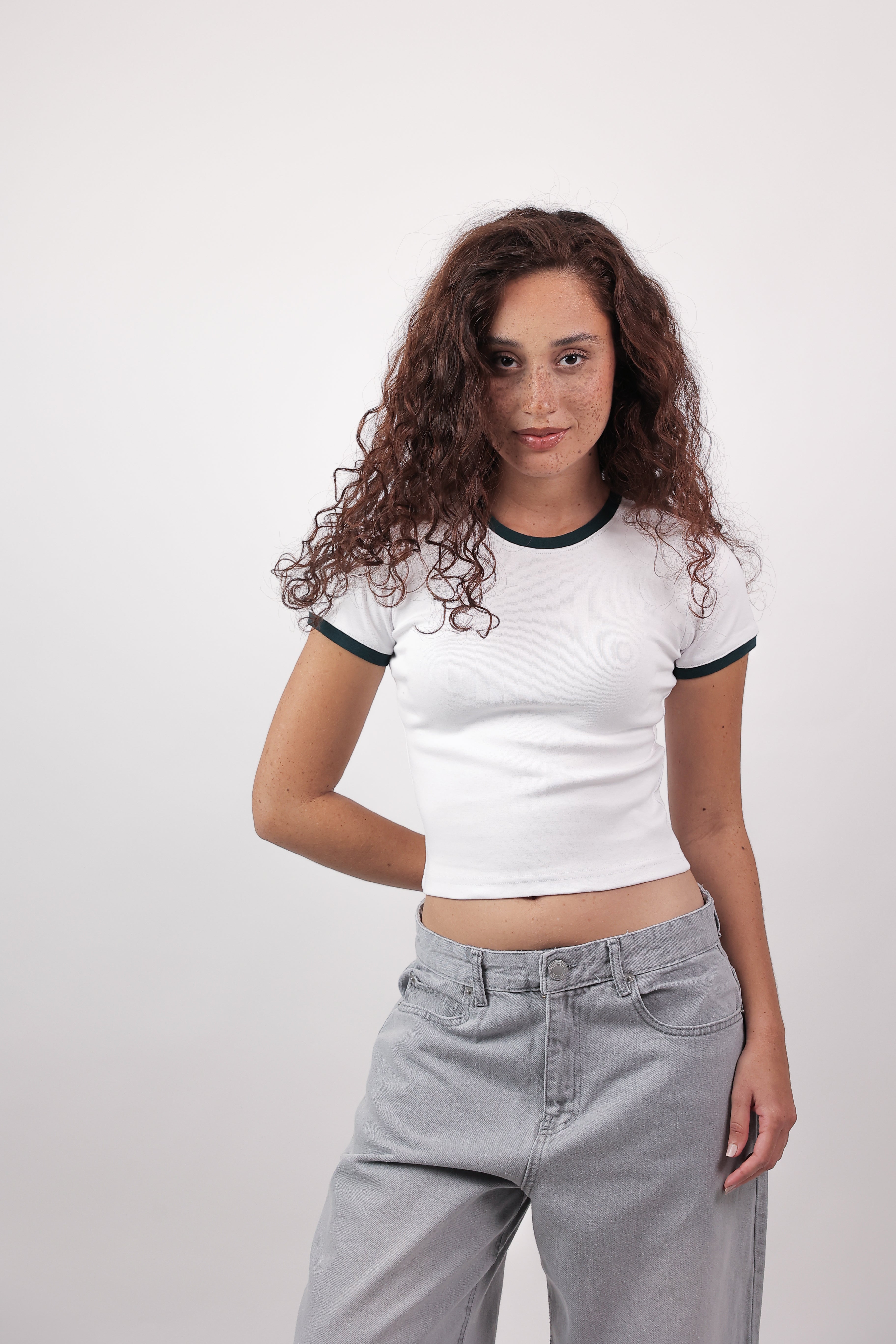 Cool Contrast Baby Tee - White