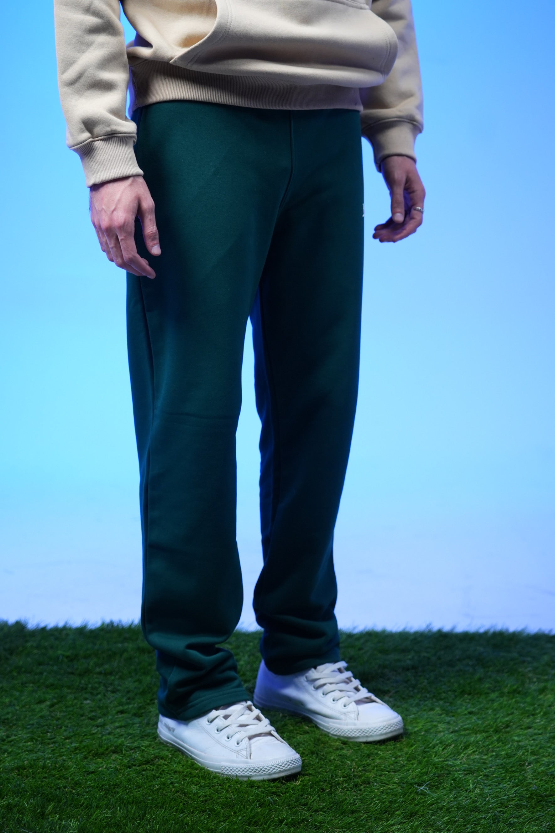 Unisex Plain Sweatpants Dark Green - Denjoe