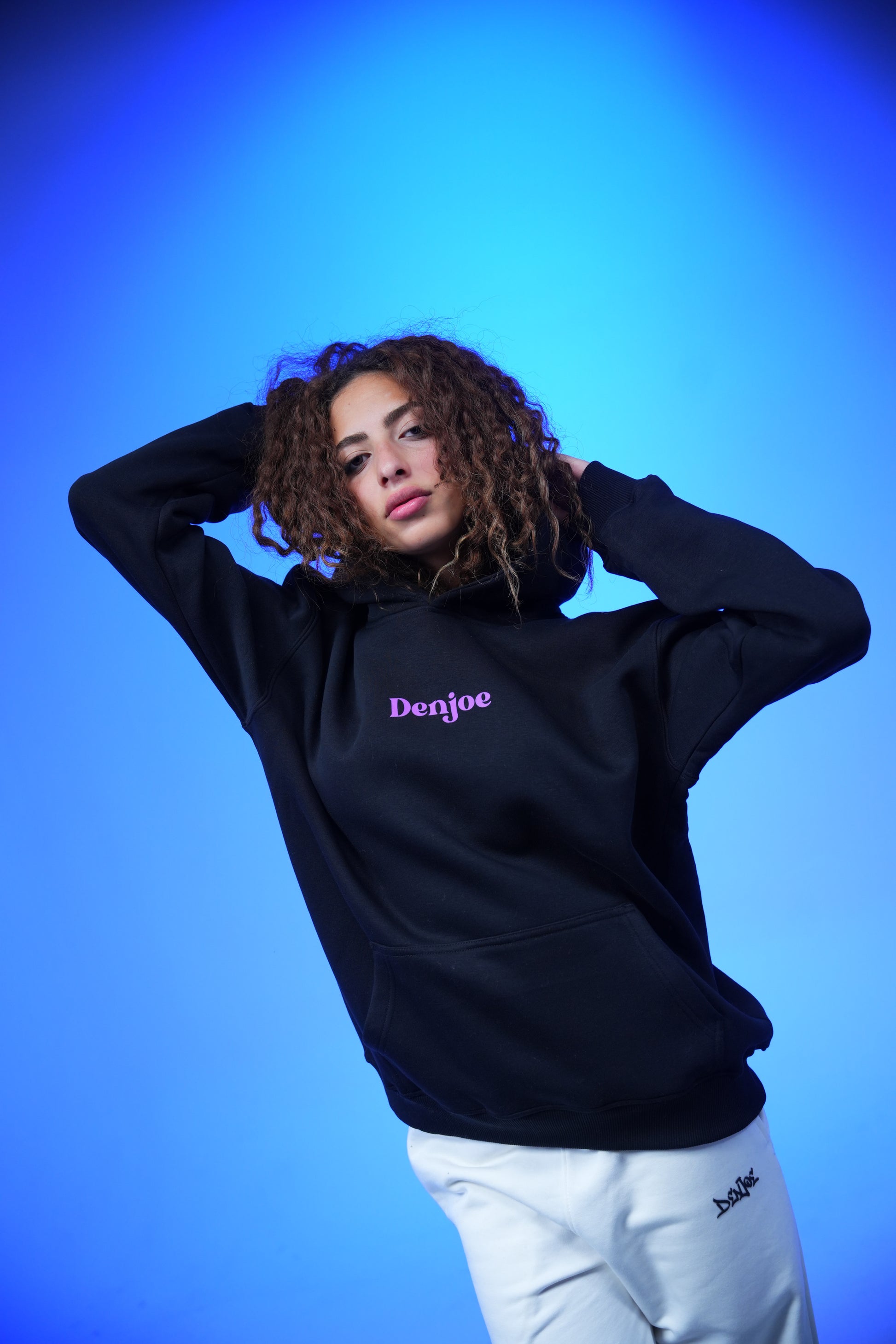 “Let your spirit fly” Printed Oversized Hoodie Black - Denjoe
