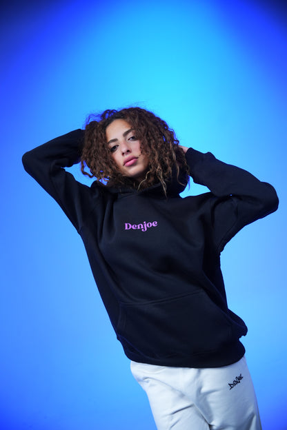 “Let your spirit fly” Printed Oversized Hoodie Black - Denjoe