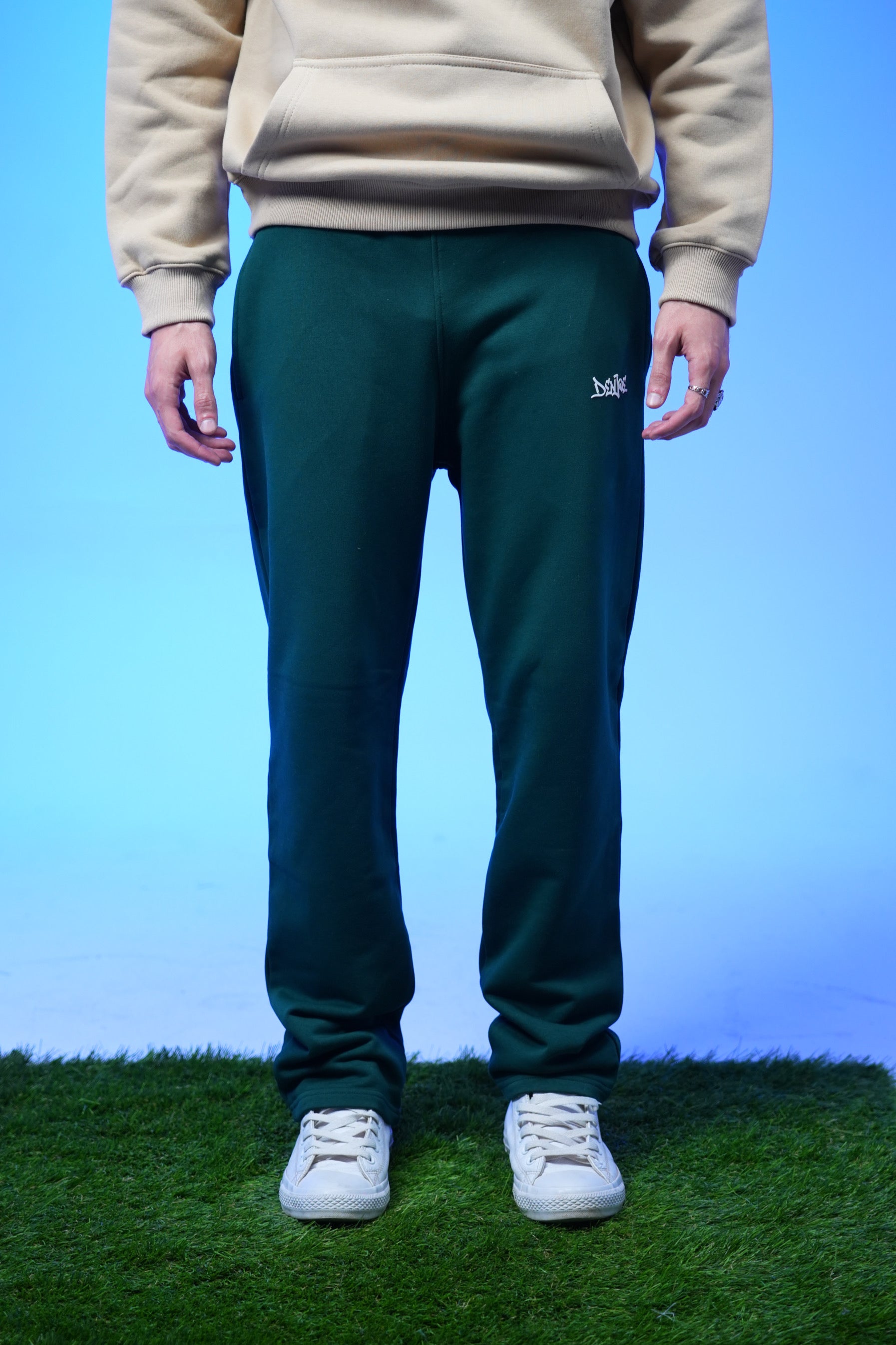 Unisex Plain Sweatpants Dark Green - Denjoe