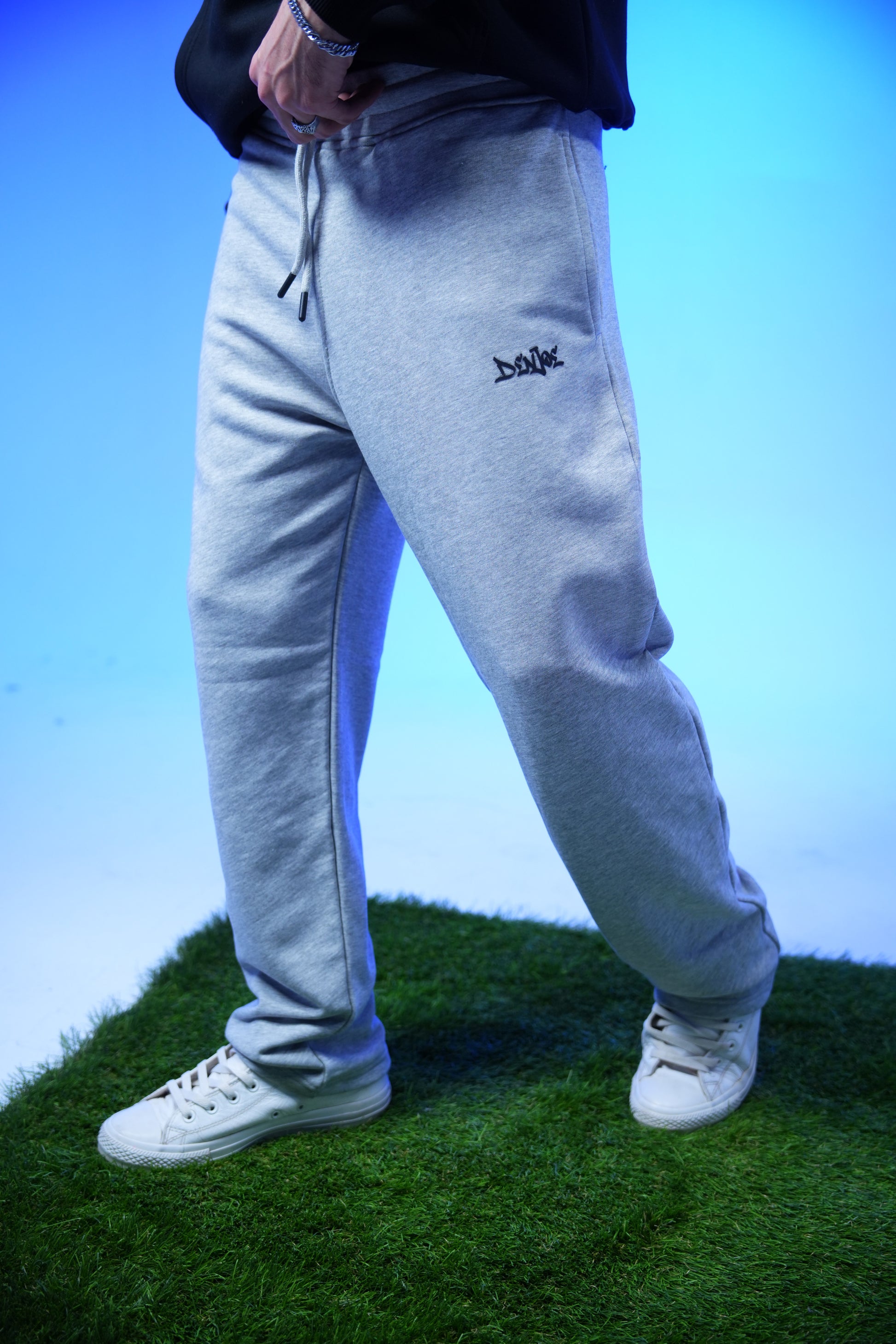 Unisex Plain Sweatpants Light Gray - Denjoe