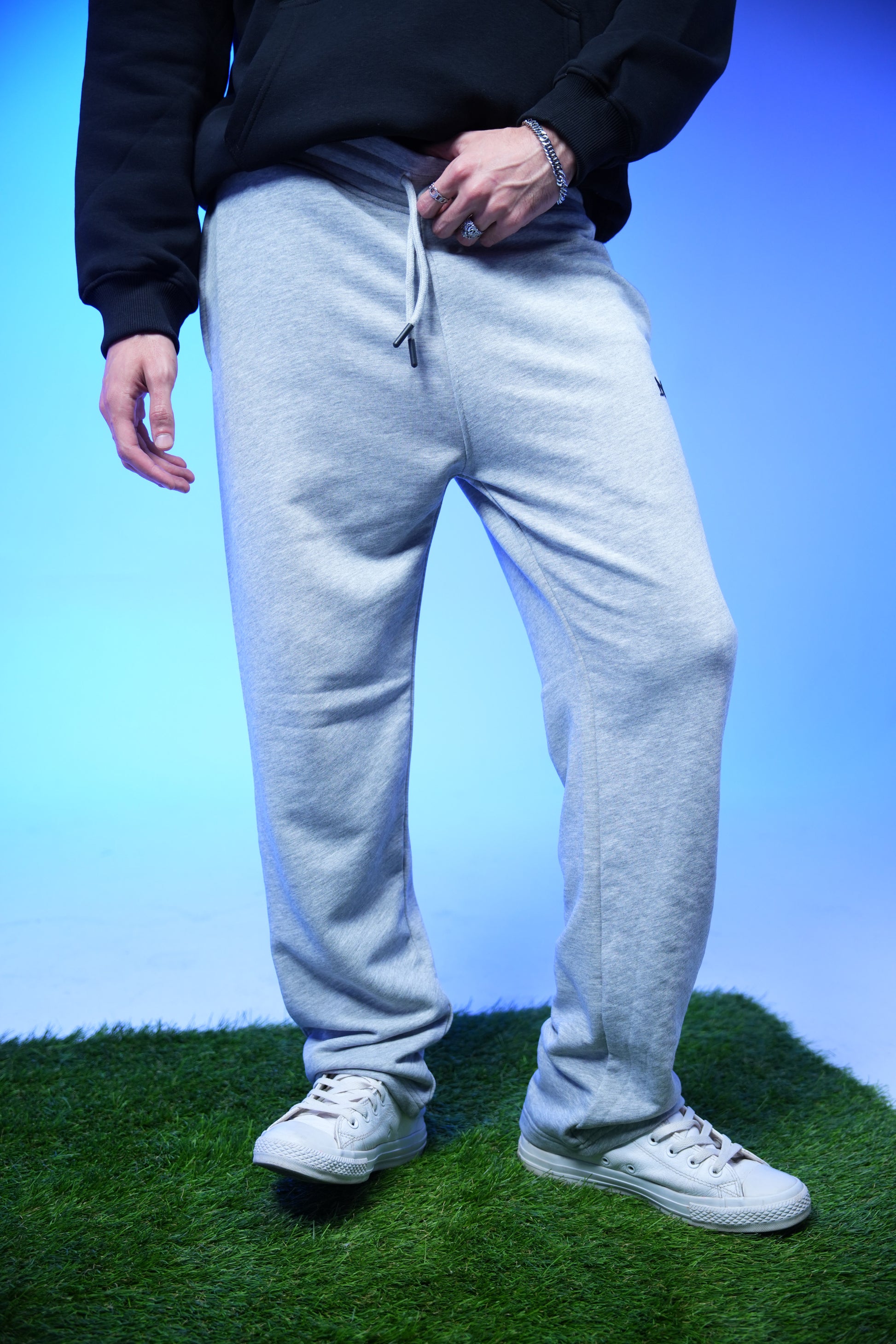 Unisex Plain Sweatpants Light Gray - Denjoe