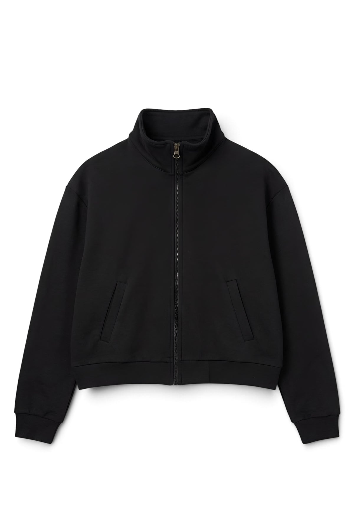 Black Full-Zip Cropped Track Jacket (Female)